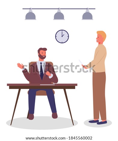 Business Cartoon - Boss Man Signing Papers With Employee Stockfoto © robuart
