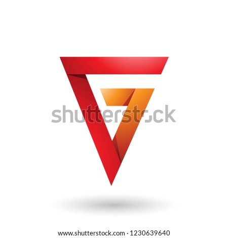 Foto stock: Red And Orange Folded Triangle Letter G Vector Illustration