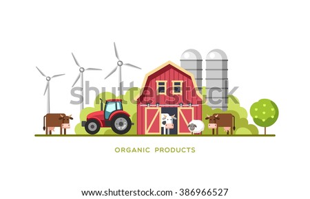 Stockfoto: Sheep In The Farm Scene Concept For Nature Country And Healthy Life And Food Organic Food Flat V