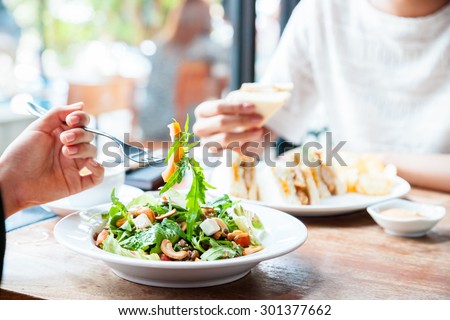 Foto stock: Lunch In A Restaurant