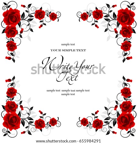 Stockfoto: Card For Congratulation Or Invitation With Red Roses