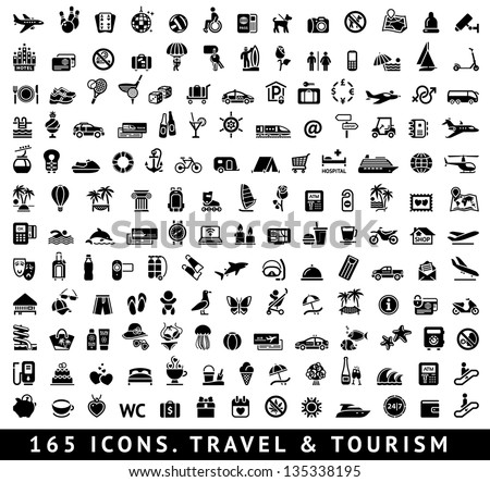 Foto stock: Recreation Travel Vacation Icons Set