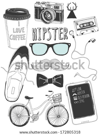 Сток-фото: Hand Drawn Vector Illustration Of Deer Hipster