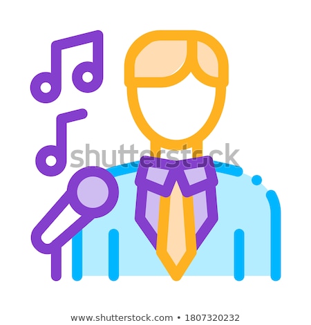 Stock photo: Man In Suit With Microphone Singing Recital Vector