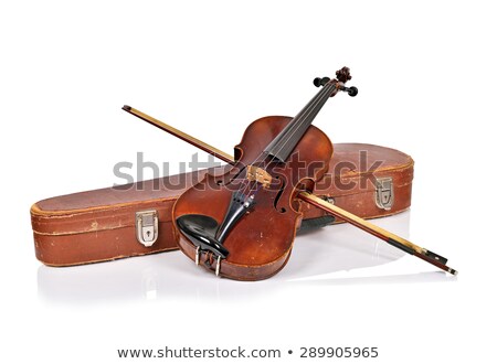 Stock photo: Old Violin Case With A Bow On A White Background Isolated