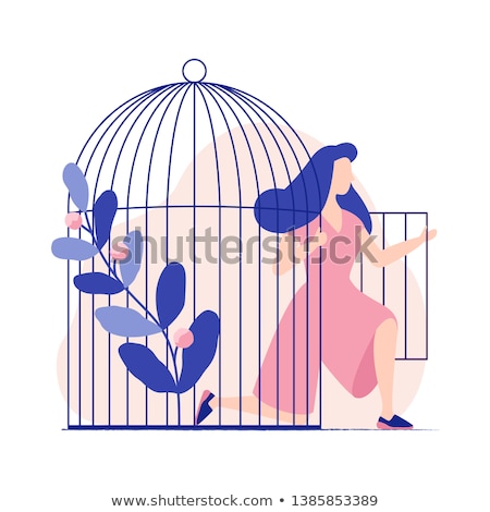 Foto stock: Young Woman With Bird Cage