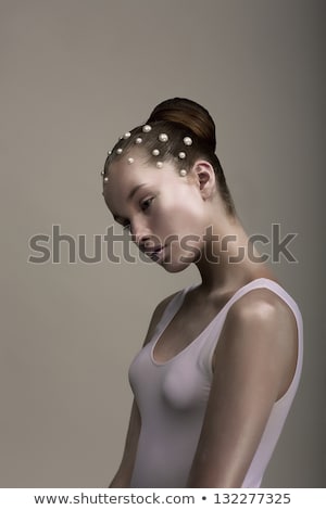 Haute Couture Glamorous Stylized Enigmatic Woman Brown - Platinum Color Futurism Foto stock © Gromovataya