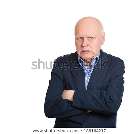 Foto stock: Grumpy Frowning Irritated Man Arms Folded