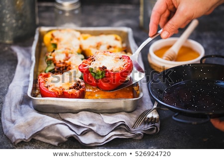 Foto stock: Cooked Bell Pepper With Couscous And Vegetable