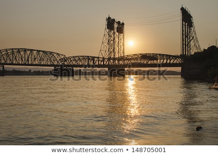 Stock photo: Sunset Over I 5 Columbia River Crossing Bridge