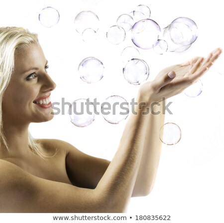 Stok fotoğraf: Shapely Blonde Catching The Bubbles