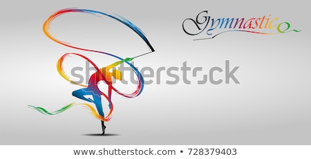 Zdjęcia stock: Kid Girl Rhythmic Gymnastics Exercises On White