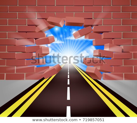 Stock fotó: Road Breaking Through Wall
