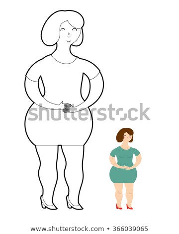 [[stock_photo]]: Girl Coloring Book Fat Woman In Green Dress