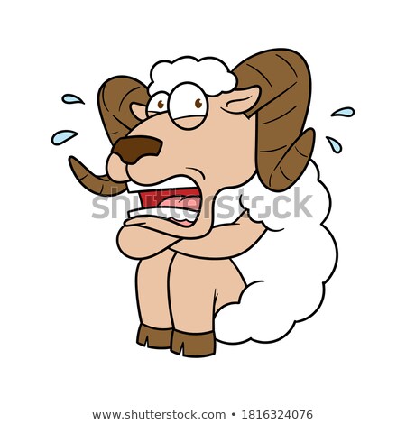 Stock fotó: Scared Cartoon Ram