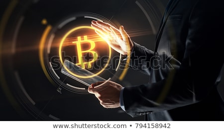 ストックフォト: Businessman With Tablet Pc And Cryptocurrency