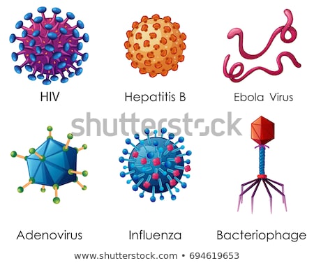 Stok fotoğraf: Six Types Of Viruses On White Background