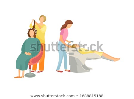 Foto stock: Hair Styling Washing And Haircut Expert Set Vector