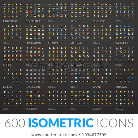 Foto d'archivio: Media Color Outline Isometric Icons Set