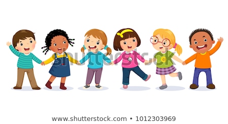 Сток-фото: Group Of Children Holding Hands Friendship Vector