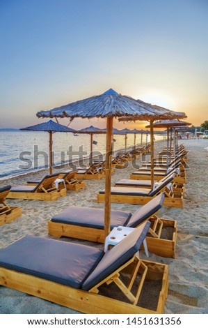 Thatched Umbrellas Chalkidiki Greece Foto stock © Borisb17