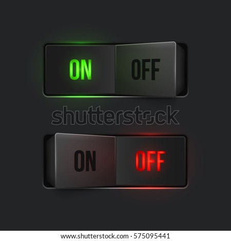 Stockfoto: Realistic Black Switch With Backlight On Vector