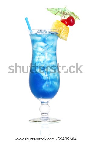 Blue Cocktail With Ice And Umbrella Stockfoto © iodrakon