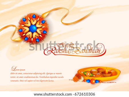 Lovely Raksha Bandhan Banner With Diya And Rakhi Imagine de stoc © stockshoppe