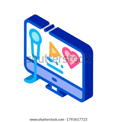 Karaoke On Computer Isometric Icon Vector Illustration [[stock_photo]] © pikepicture