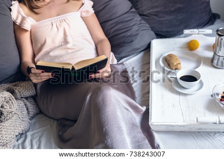 Stock photo: Woman Enjoying Breakfast In Bed