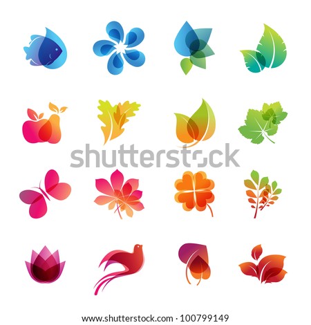 Сток-фото: Nature Bio Drop Symbols Set Green Color