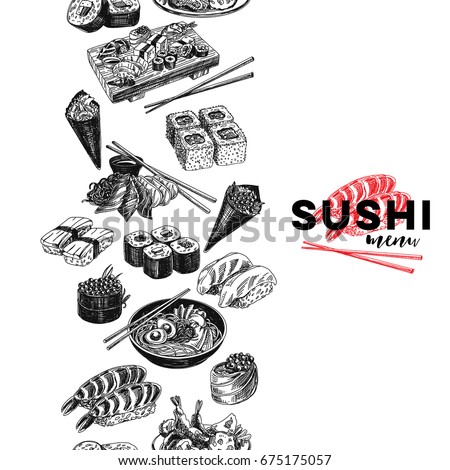 [[stock_photo]]: Hand Drawn Sushi Set