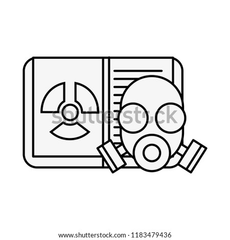 Stok fotoğraf: Repirator Mask Chemistry Book Radiaton Danger