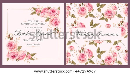 Сток-фото: Vintage Rose Background Vector Greeting Card