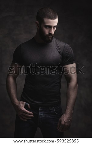 Beautiful And Muscular Man In Dark Background Foto d'archivio © doodko