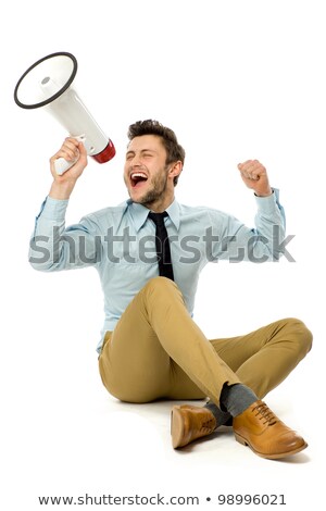 Stok fotoğraf: Smiling Man With Megaphone