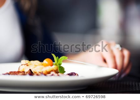 Stock photo: Cafe Tables With Food And Dishes Healthy Eating
