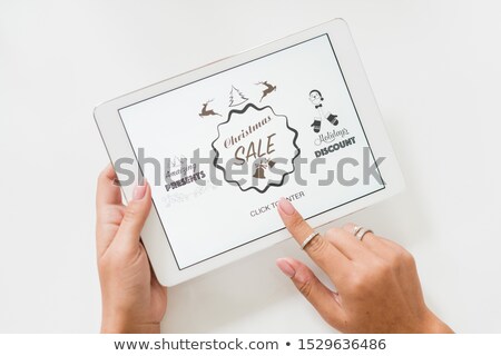 Stockfoto: Overview Of Hand Of Young Female Shopper Going To Enter Online Shop