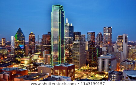 Stock photo: Outline Dallas Skyline With Blue Buildings