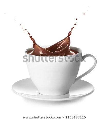 Foto stock: Hot Chocolate Dropping Into Coffee Cup