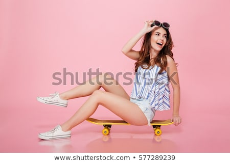 Stockfoto: Girl Lie Over White Background