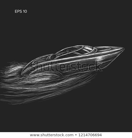ストックフォト: Speedboat Icon Drawn In Chalk