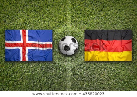 Iceland Vs Germany Flags On Soccer Field Stok fotoğraf © kb-photodesign