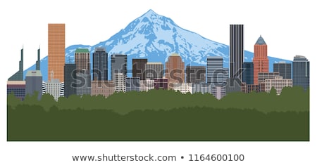 Stock fotó: Portland Oregon Skyline And Text Color Illustration