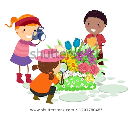 Stock foto: Stickman Kids Plants Flowers