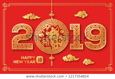 Foto d'archivio: Chinese New Year 2019 Gold Typography Card
