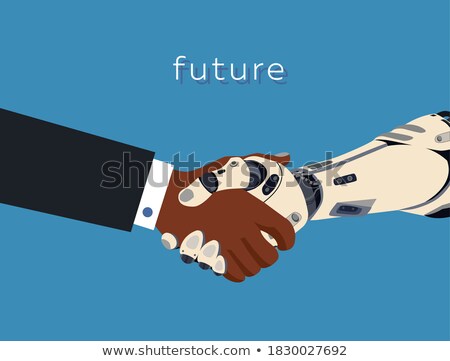 Stock fotó: African Businessman Handshake To Robot