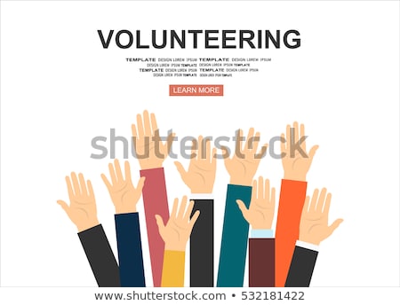 Stock fotó: Volunteering Concept Hand Raised Up Flat Vector Illustration