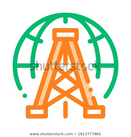 Stock fotó: Oil Derrick Planet Problem Vector Thin Line Icon