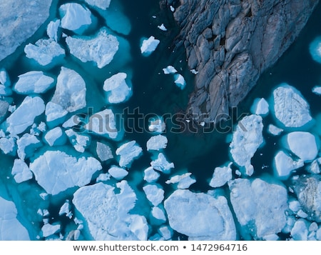 Foto stock: Arctic Nature Landscape With Icebergs In Greenland Icefjord - Aerial Drone Image